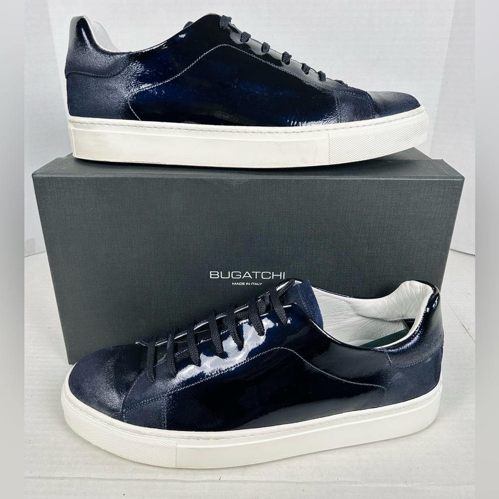 Bugatchi Men's Glossy Navy Sneakers